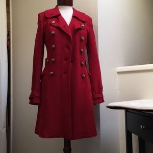 Gorgeous 😍 RED! Wool blend military style coat